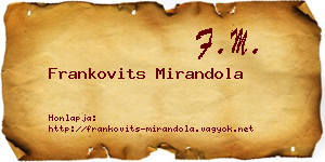 Frankovits Mirandola névjegykártya